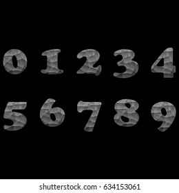 Numbers set in modern polygonal crystal style. Vector illustration colorful bright number design. Abstract numbers