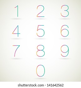 Numbers set modern style. Vector illustration.