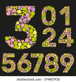 Numbers set of multycolor bubbles