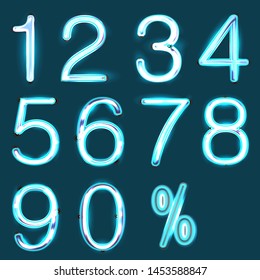 Numbers set ,neon vector illustration ,luminous effect