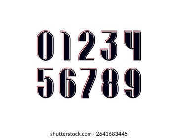 Numbers set, numerals 0, 1, 2, 3, 4, 5, 6, 7, 8, 9, vector illustration 10EPS