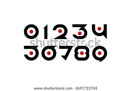 Numbers set, numerals 1, 2, 3, 4, 5, 6, 7, 8, 9, vector illustration 10EPS