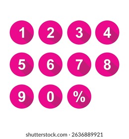 numbers set pink color icon vector