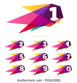 Numbers set with polygonal comet. 