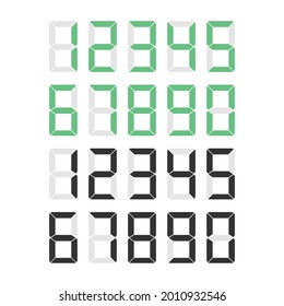 Zahlen setzen die Drucknummern grün und weiß, Typografie-Design-Element. Vektorgrafik