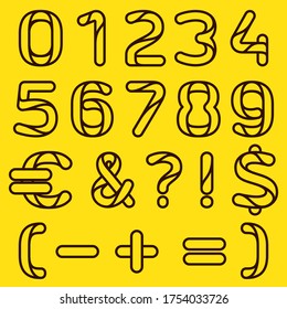 Numbers set and punctuation marks modern line logo design. Vector letter can be used for taxi labels, technology headlines, art posters, etc.