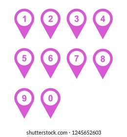 numbers set purple white color isolated vector