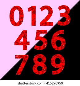 Numbers set, red abstract design,template elements for your application or corporate identity, vector illustration