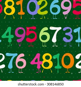 Numbers set. Seamless pattern.  Vector. 