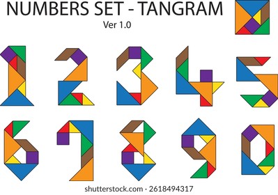 Numbers Set Tangram Puzzle. Education and Creativity.
