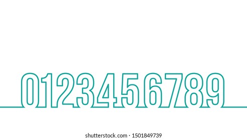 Numbers set thin line math symbols, linear typography design element mathematics symbols 1, 2, 3, 4, 5, 6, 7, 8, 9, 0. Every number is siparate. Stock Vector illustration isolated on white background
