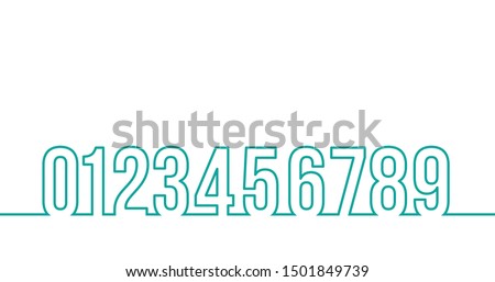 Numbers set thin line math symbols, linear typography design element mathematics symbols 1, 2, 3, 4, 5, 6, 7, 8, 9, 0. Every number is siparate. Stock Vector illustration isolated on white background