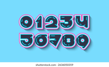 Numbers set, trendy numerals 1,2,3,4,5,6,7,8,9, vector illustration 10EPS