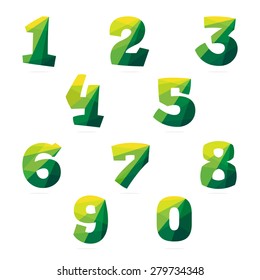 Numbers set in trendy polygonal crystal style, vector design template elements