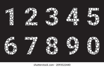 Numbers set typography vector, circle fill