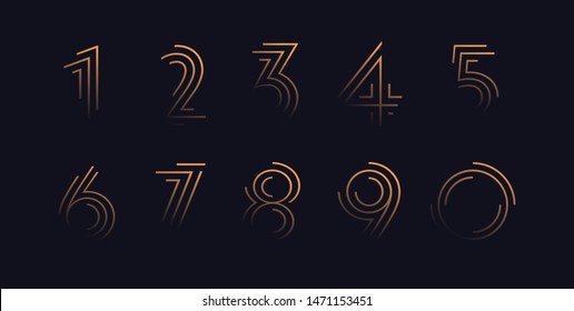 Numbers set vector font alphabet, modern dynamic luxury flat design for your unique elements design ; logo, corporate identity, application, creative poster & more 
