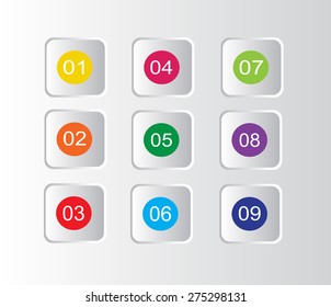 Numbers set vector illustration on gray and white button