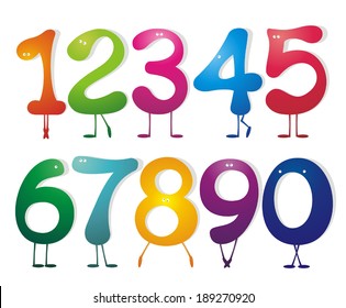 Numbers set. Vector illustrations. 