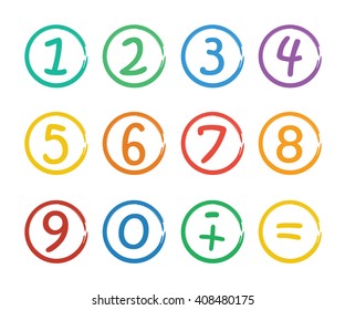 Numbers set.Colorful icons with numbers isolated on white background