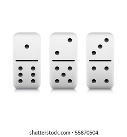 Numbers seven of domino web 2.0 button.  White game block with shadow and reflection on white background