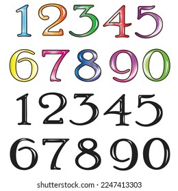 Numbers with shadow on white background