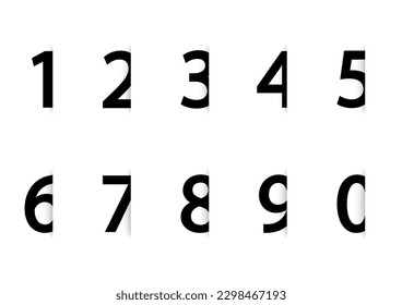 Numbers in shadow on white background. Numbers set.
