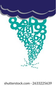 Numbers with a shape of a tornado. Business or Corporate. Editable Clip Art.