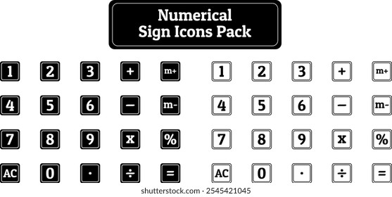 Numbers and Sign Icons Pack, Silhouette Design