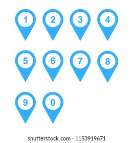 numbers sign pin pointer blue white