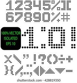 Numbers and signs, black color.