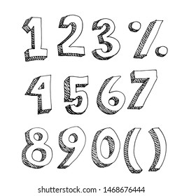 Numbers and signs - cartoon hand-drawn graphic elements