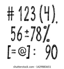 Numbers and signs - hand-drawn graphic elements