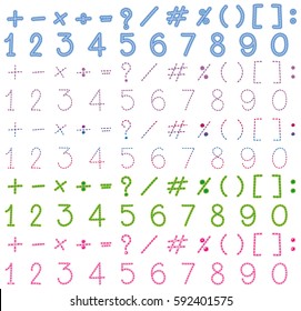 Numbers and signs in many colors illustration