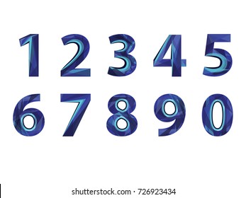 Numbers in simple faceted design style