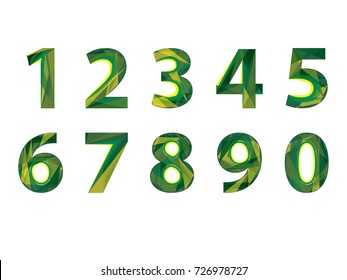 Numbers in simple faceted design style.