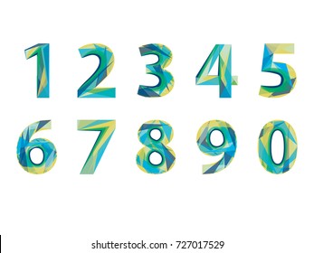 Numbers in simple faceted design style.