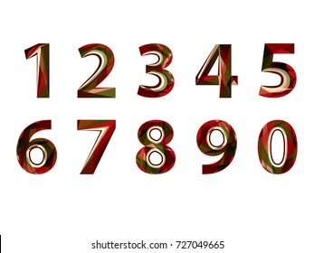 Numbers in simple faceted design style.