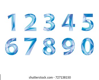 Numbers in simple faceted design style.