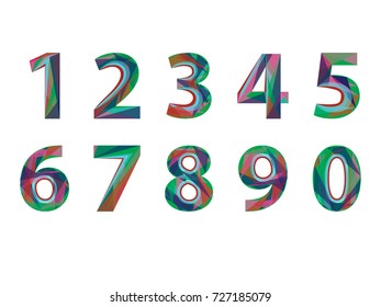 Numbers in simple faceted design style.