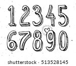 numbers sketch style, vector illustration retro style, lettering
