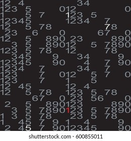 Numbers and numbers. Software, mathematical background. Abstract Technology Background. Hacker concept. Vector Illustration.