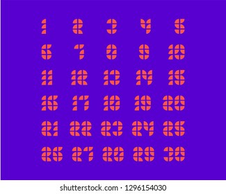 numbers, square geometric logo set, stock vector illustration