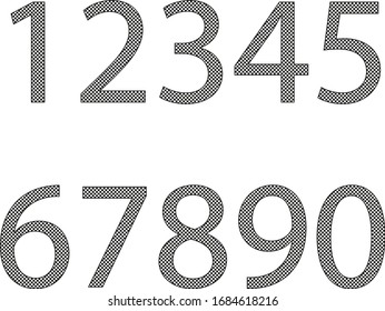 Numbers with square texture. 0 to 9