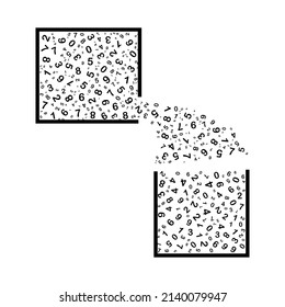 Numbers are stored from one box to another box, creative design vector illustration