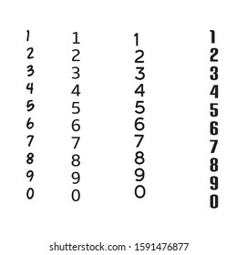 numbers style black vector set of ten numbers from zero to nine design elements