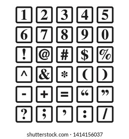 Numbers and Symbols Children's Wooden Alphabet Block Vector Graphic Icon Illustration