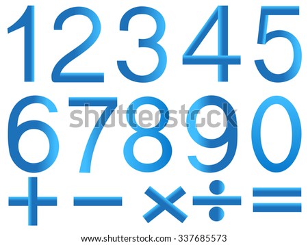 Numbers and symbols of mathematics.