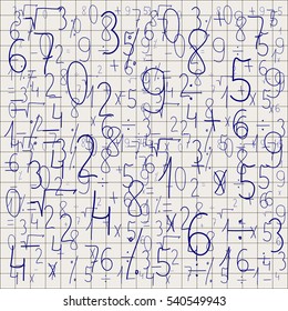 numbers and symbols. mathematics . Business wallpaper. random scatter. background wallpaper. vector illustration .