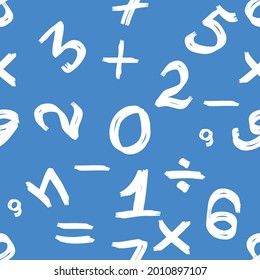 numbers and symbols, seamless pattern, vector illustration