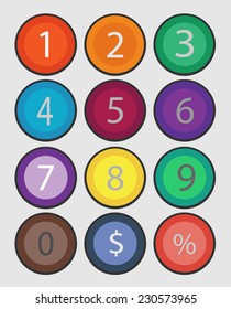 Numbers and symbols set, vector illustration
